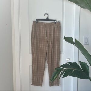 Plaid drawstring trouser pants (L)